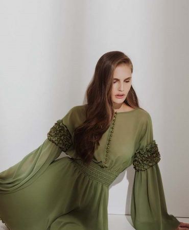 Алла Костромичева в лукбуке бренда ELENA GURANDA