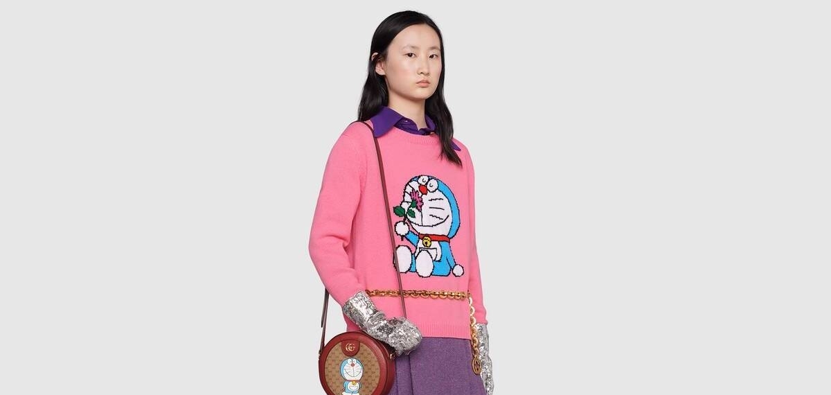 Gucci посвятили праздничную коллекцию японскому аниме-котику Дораэмону